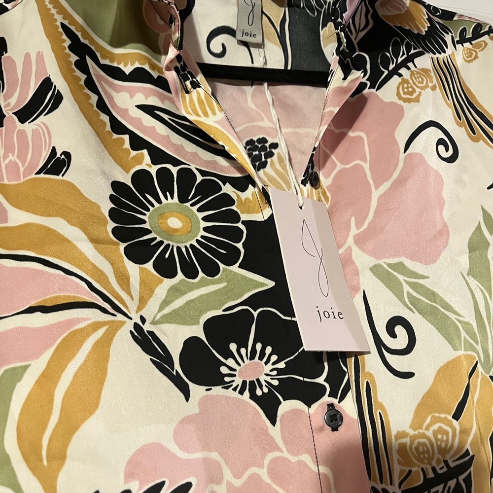 NWT. Joie Women's Floral Tie-Front Top - Multicolor - Picture 2 of 6